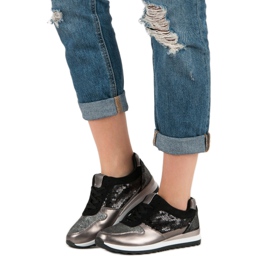 Sportcipő flitterekkel fekete szürke sárga 2