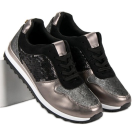 Sportcipő flitterekkel fekete szürke sárga 1