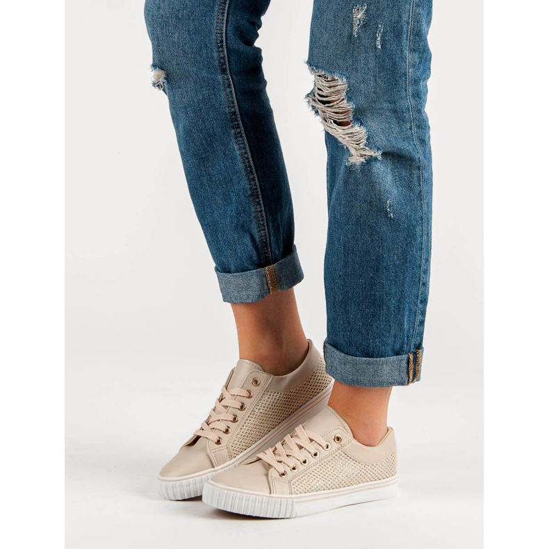 Alacsony cipők hálóval barna 2