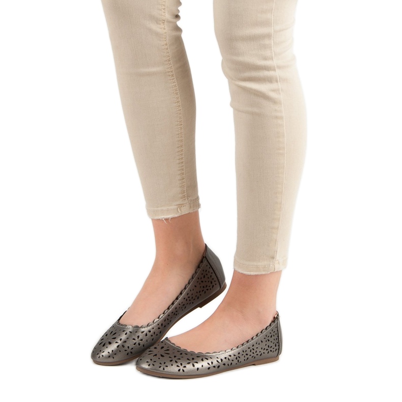 VINCEZA áttört balerinák szürke 2