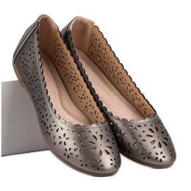 VINCEZA áttört balerinák szürke 1