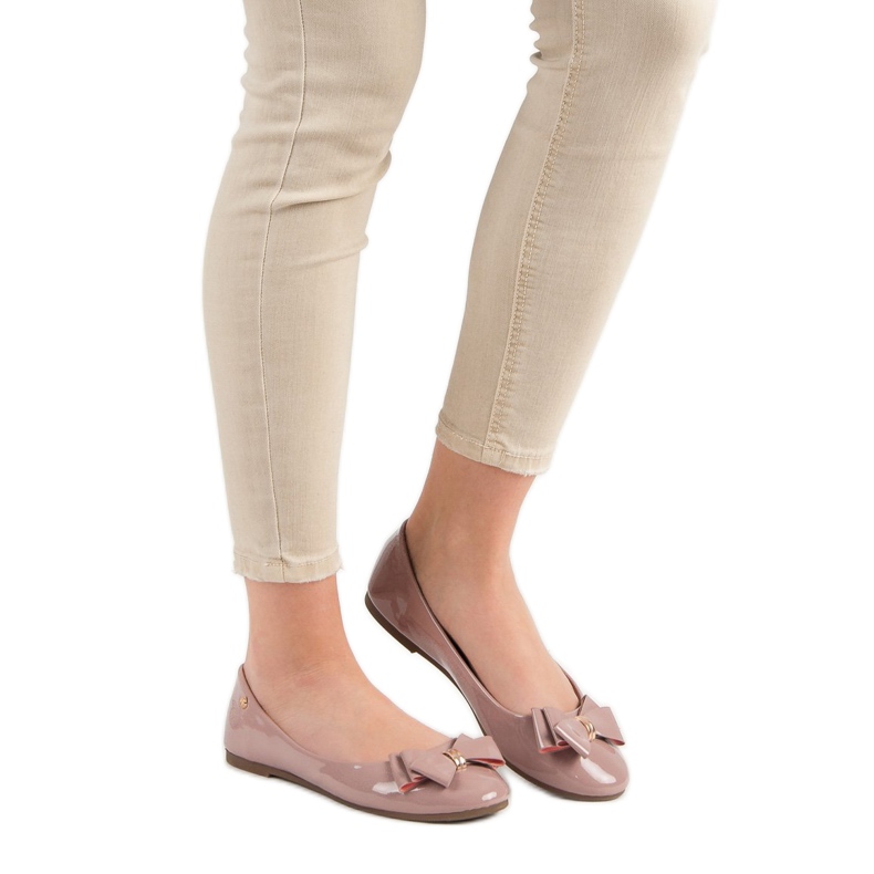 Lakkozott balerinák íjjal VINCEZA rózsaszín 2