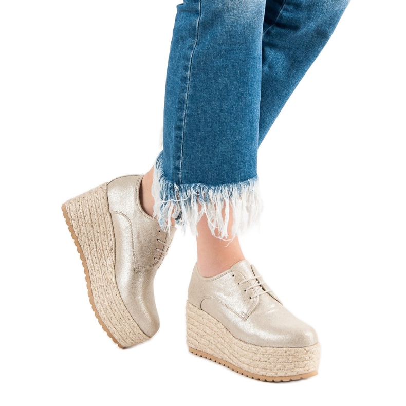 Corina Divatos fűzős espadrillák sárga 1