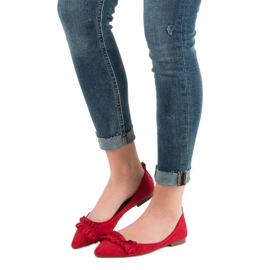 Corina Velúr balerinák sallangokkal piros 1