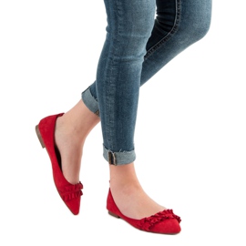 Corina Velúr balerinák sallangokkal piros 2