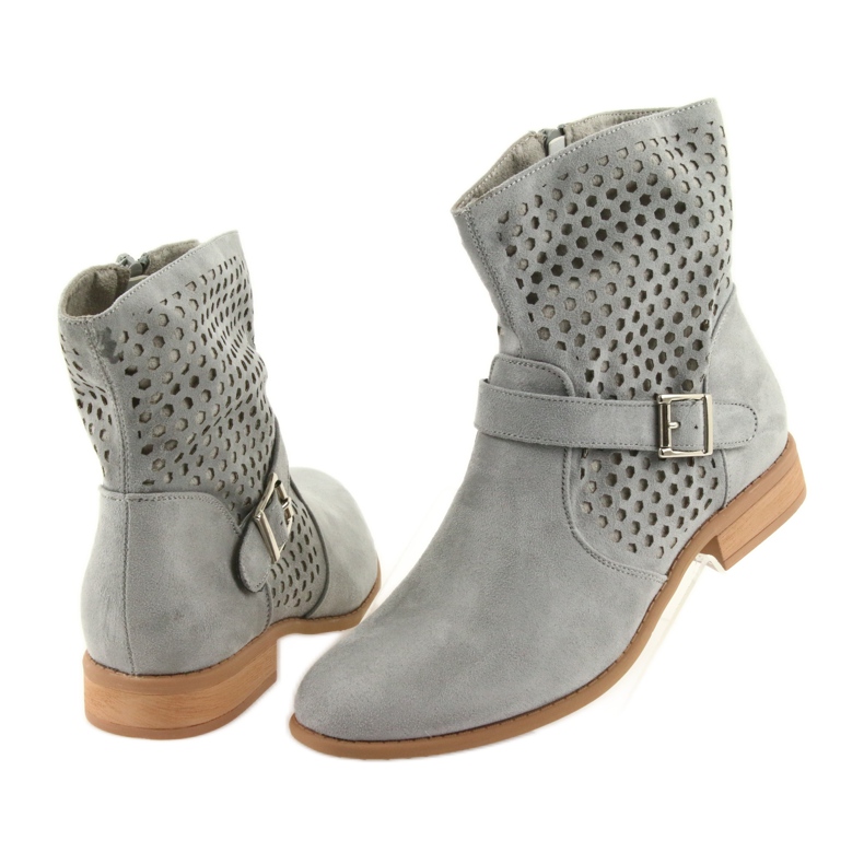 M.Daszyński Szürke velúr szürke SA142 női alkalmi csizma 4