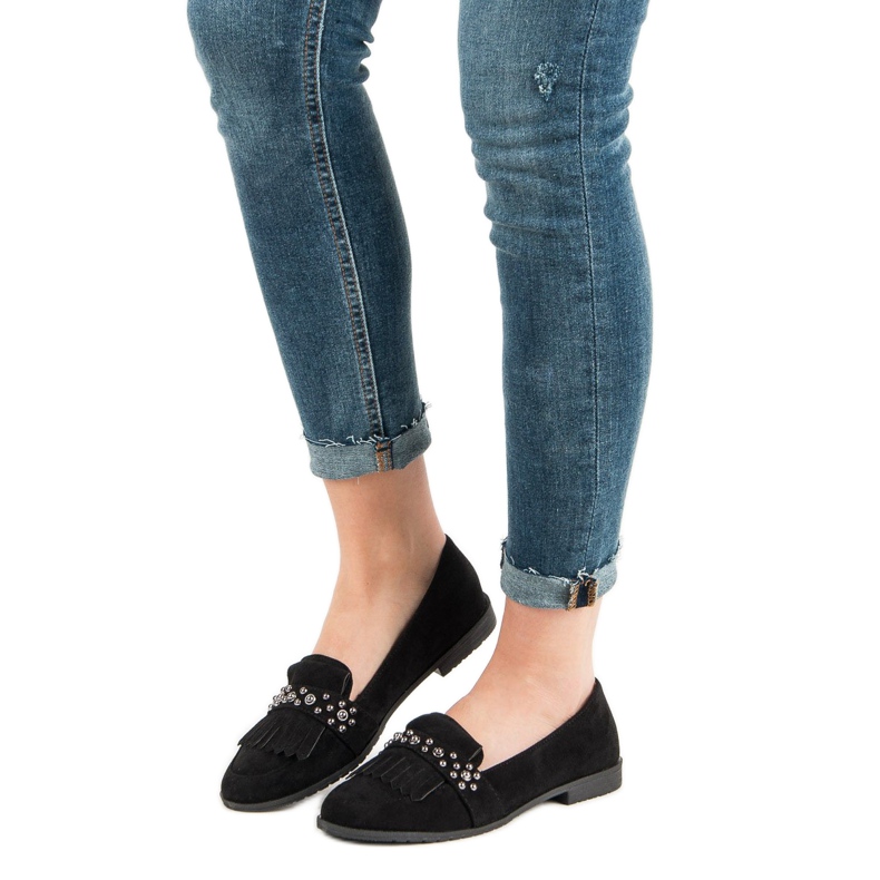 Laura Mode Fekete cipők strasszokkal 1