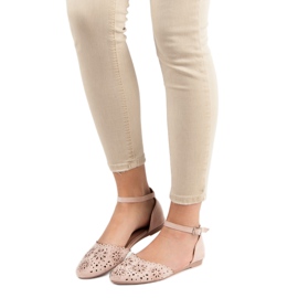 Laura Mode Áttört balerinák kristályokkal rózsaszín 2