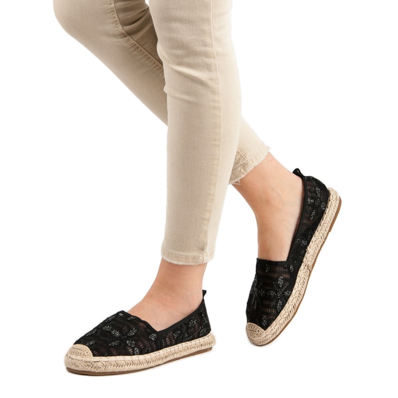 Sweet Shoes Csipke Espadrilles fekete 2