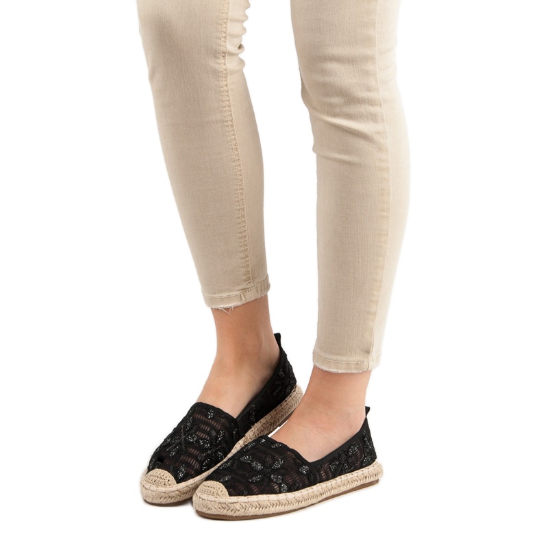 Sweet Shoes Csipke Espadrilles fekete 1