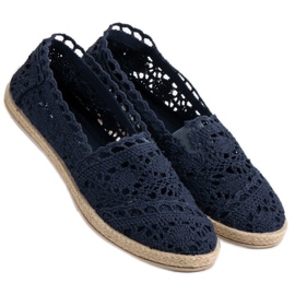 Sweet Shoes Sötétkék csipke espadrilles 2