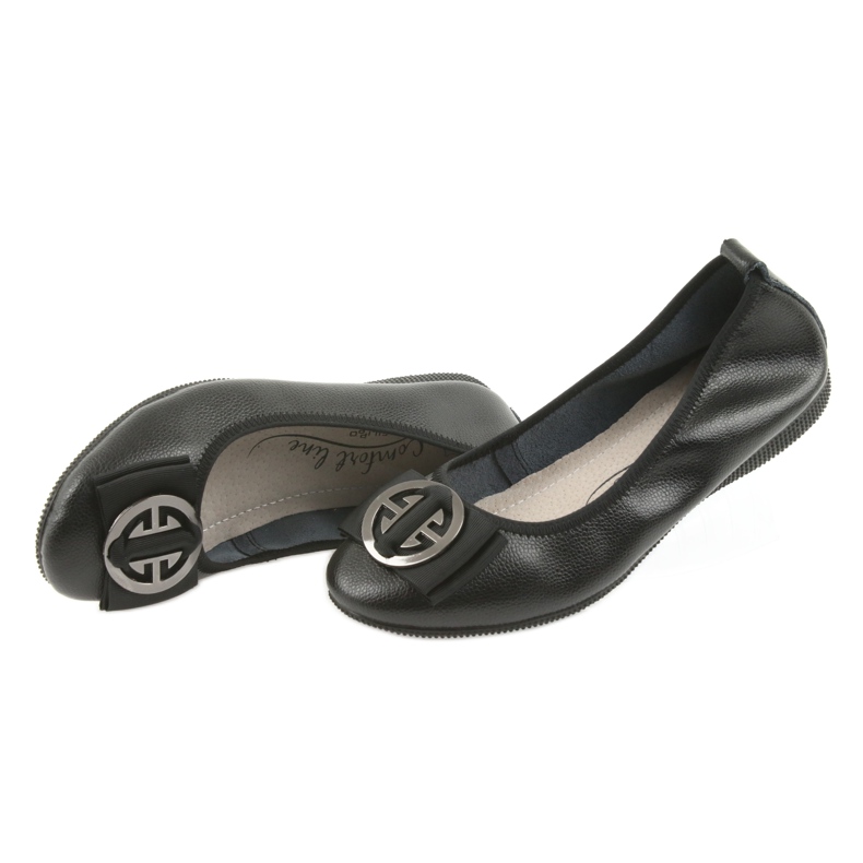 Bőr női balerinák íjjal Filippo 633 fekete 4