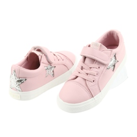 Big Star tépőzáras cipők csillag 374104 rózsaszín szürke 4