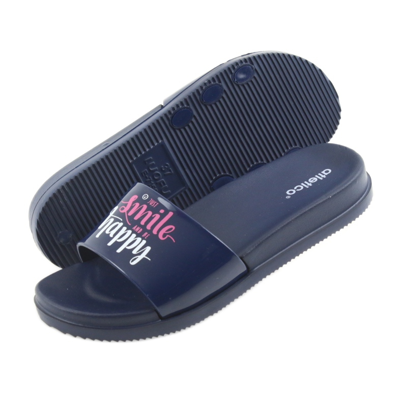 Boldog Atletico női sötétkék papucs fehér rózsaszín 5