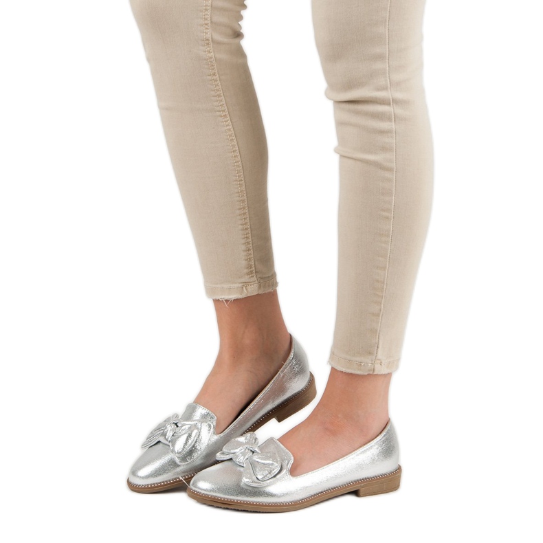 Forever Folie Ezüst balerina íjjal szürke 2