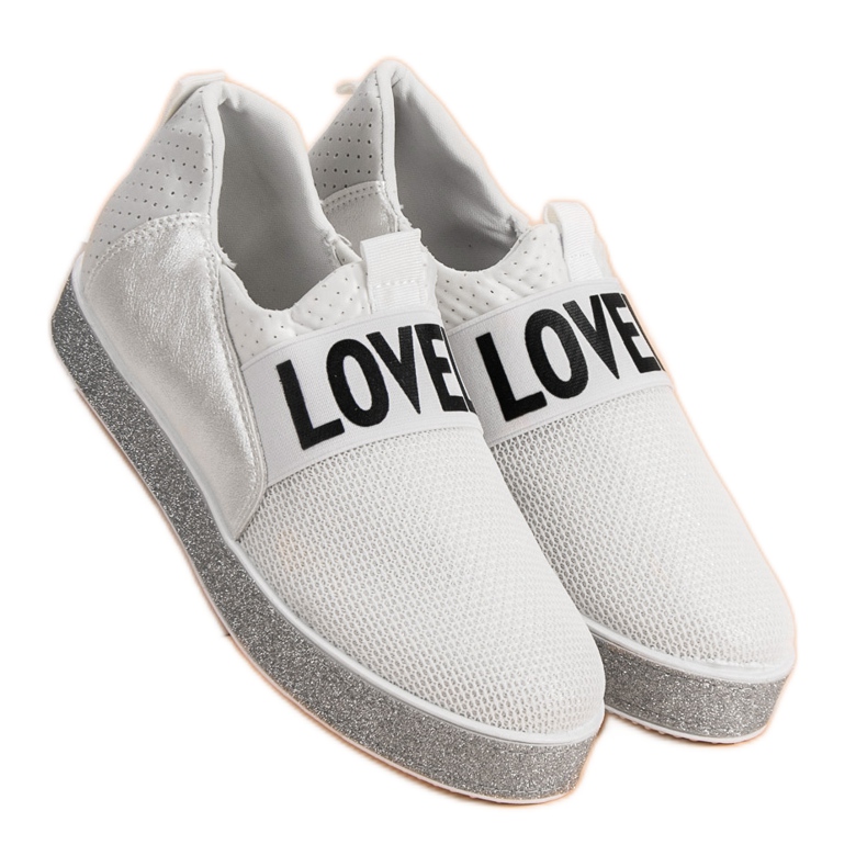 Bestelle Csúszós cipők csillogással fehér 2