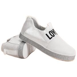 Bestelle Csúszós cipők csillogással fehér 1