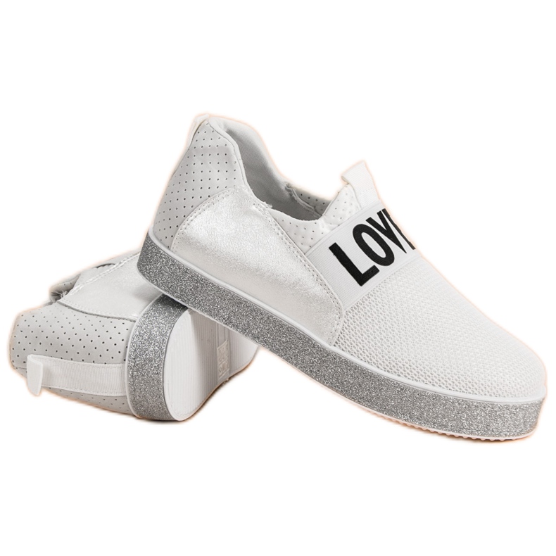 Bestelle Csúszós cipők csillogással fehér 1