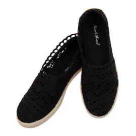 Fekete csipke espadrilles JX1020 Black 2