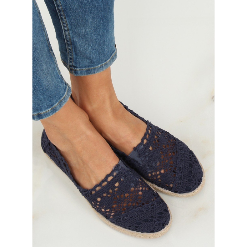 Navy blue csipke espadrilles JX1020 Navy sötétkék 1