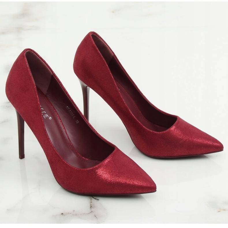 Barnásbarna színű női magas sarkú cipő AT-0596-L Bor piros 1 Barnásbarna színű női magas sarkú cipő AT-0596-L Bor piros 1