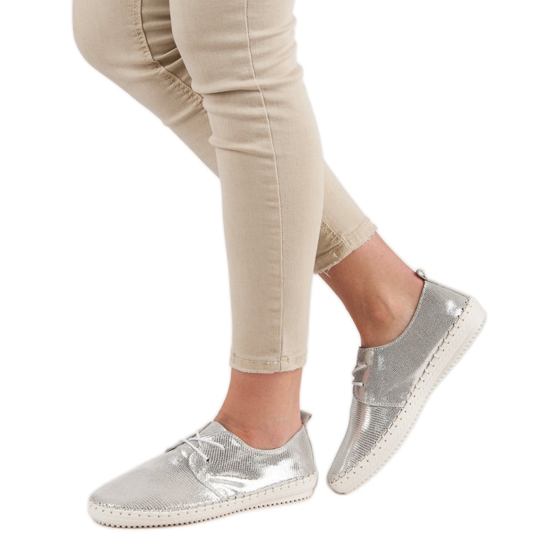 Filippo Ezüst bőr cipő szürke 1