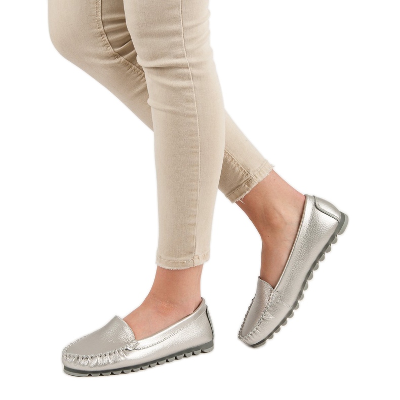 Filippo Ezüst bőr cipők szürke 2