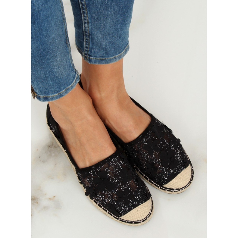 Fekete csipke espadrilles MB188-225 Fekete 1