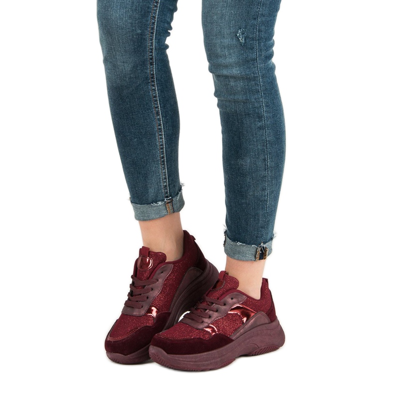 Bordó cipők a platformon piros 1