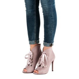 Bestelle Kötett, nyitott orrú csizma ibolya 1