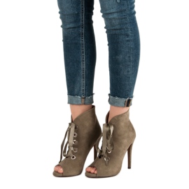 Bestelle Kötett, nyitott orrú csizma zöld 1