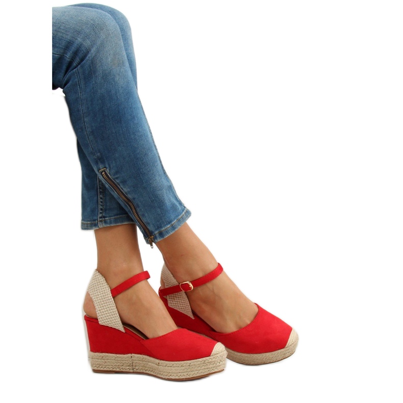 Piros Espadrilles ékeken, piros T331P Red 1