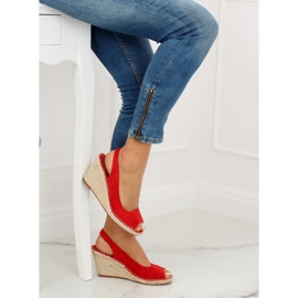 Piros espadrillák ékeken piros YY29P Piros 1