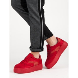 Velúr sportcipő piros 2