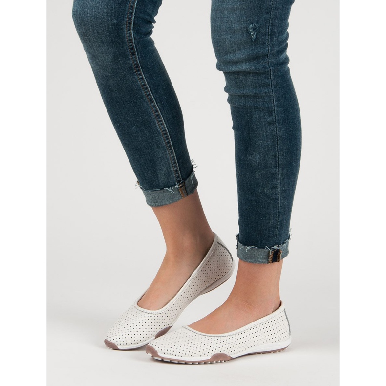 Filippo Áttört bőr balerinák fehér 1