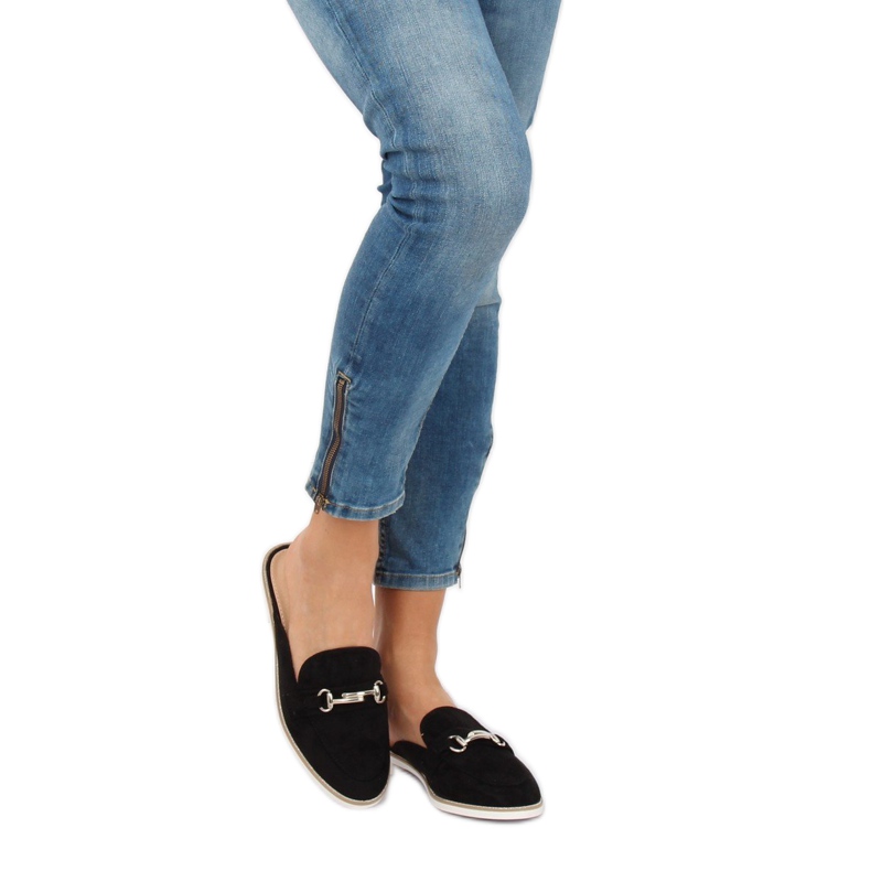 Fekete F9375 Fekete mokaszin papucs 1