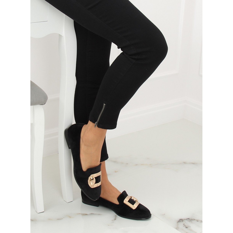 Fekete bársony cipők F1048 Fekete 1