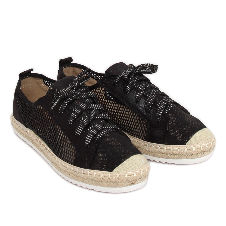 Fekete fűzött espadrilles B752S-BL Black 1