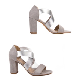 Super Mode Szürke magas sarkú szandál 1