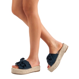 Espadrilles papucs a platformon kék sötétkék 2