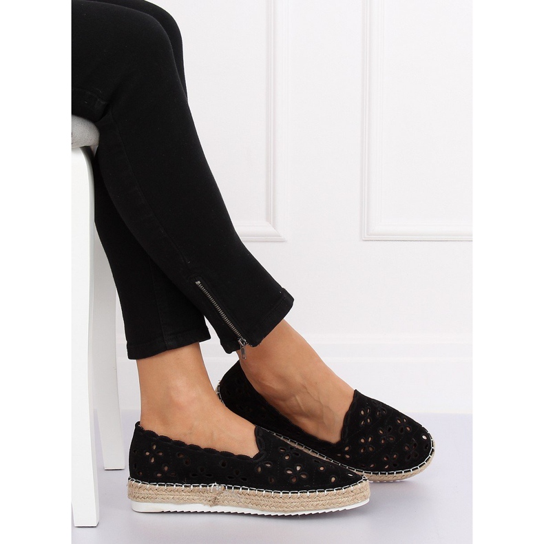 Fekete áttört espadrilles LT112 Fekete 2 Fekete áttört espadrilles LT112 Fekete 2