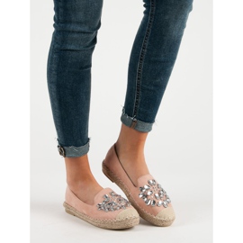 Small Swan Velúr espadrilles díszekkel rózsaszín 1