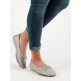 VINCEZA áttört bőr balerinák szürke 1