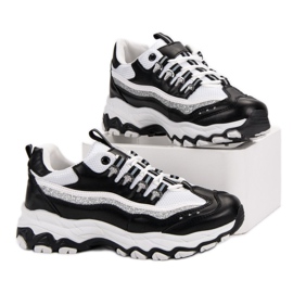 Cipők csillogással fehér fekete 2