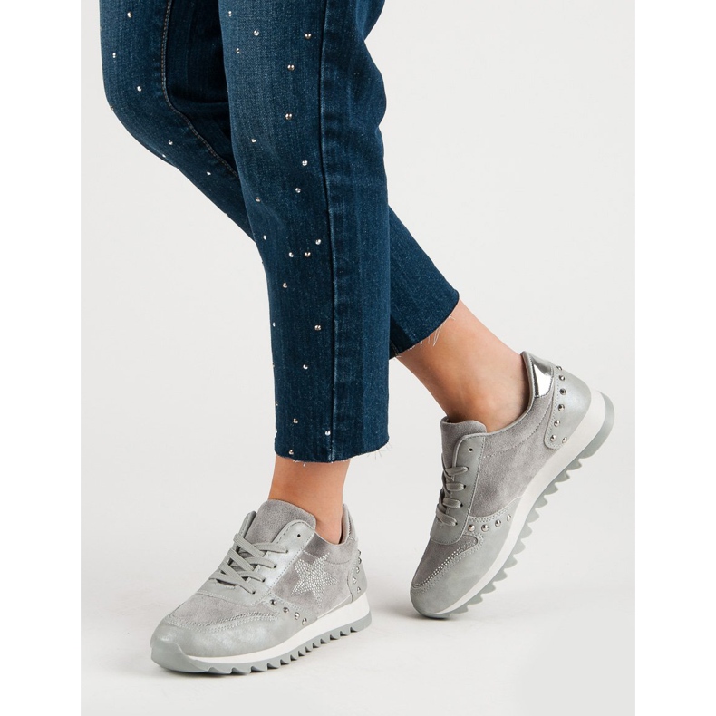 Sportcipő kristályokkal szürke 2