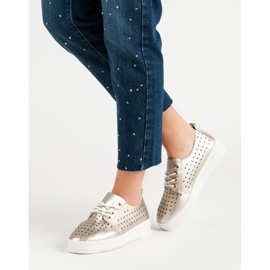 Arany áttört cipők aranysárga 2