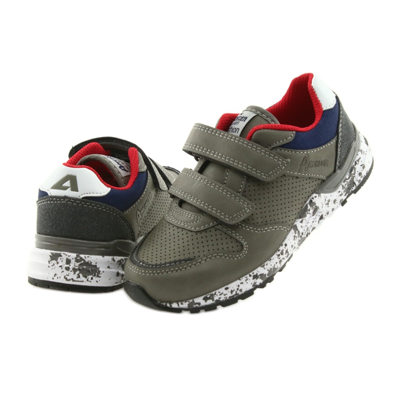 American Club sportcipő bőr talpbetét szürke piros sötétkék 4