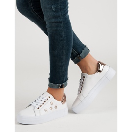 Filippo Bőr sportcipő virágokkal fehér 2