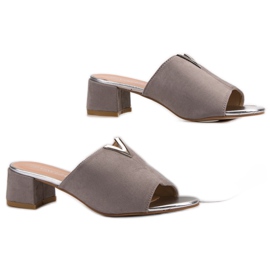 VINCEZA velúr papucs szürke 2