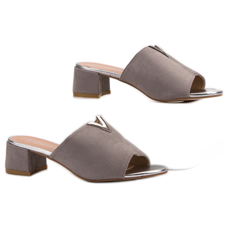 VINCEZA velúr papucs szürke 2